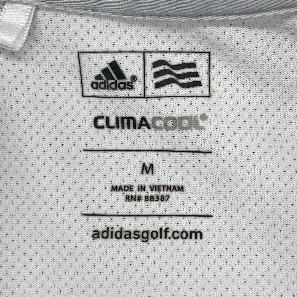 Adidas‎ Mens Medium Navy White Polo Shirt ClimaCool Champions Golf Club Striped